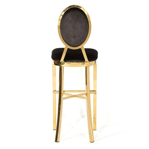 Silla moderna para banquete, taburete de bar alto de terciopelo dorado negro, respaldo para exterior, boda, fiesta, Hotel, sillas de cóctel de acero inoxidable - Product Image 2