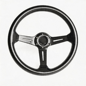 Volant de course JDM modifié Dhsmt universel en PU, aluminium, motif fibre de carbone, 4 cm de profondeur, avec support électroplaqué pour drift - Product Image 2
