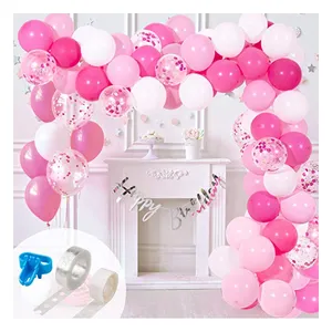 Balloon arched garland kit confetti latex balloons dot dots and decorative strips, wedding, baby baptism party decoration