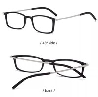 Lunettes carrées pliables à petit cadre boîte en verre pliante lunettes de lecture portables en métal avec étui lunettes anti-lumière bleue
