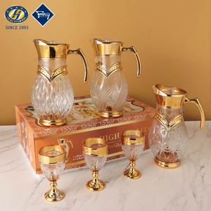 JINGHUANG VERRE Poignée d'<span class=keywords><strong>alcool</strong></span> Tasses à vin en cristal de qualité supérieure Couvercle de <span class=keywords><strong>carafe</strong></span> Verrerie de fête Verrerie de bar Ensemble de pichets à boisson - Product Image 2