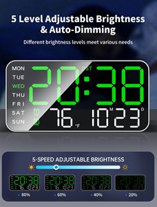 <b>Wall</b> <b>Clock</b> Voice Control Alarm <b>Clock</b> LED <b>Digital</b> <b>Clock</b> Temperature Date Week Display Brightness Adjustment Decoration - Product Image 2