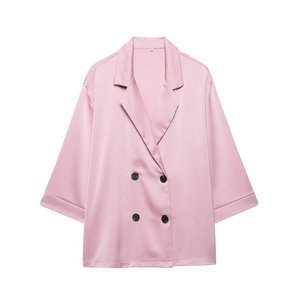 Bộ sưu tập mới mùa xuân 2025 Áo khoác hiệu ứng nhăn đơn giản giản dị phong cách Châu Âu Mỹ 4387130 4387030 Polyester - Product Image 3