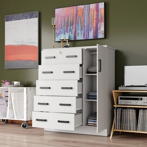 Modern Luxury Wooden MDF White <strong>Tallboy</strong> Solid Wood Chest Drawers <strong>Dresser</strong> Wood Luxury Modern Classic Chest Vanity Makeup With Door - Product Image 2