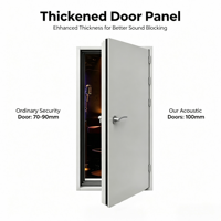 Porte acoustique insonorisée double à isolation phonique STC 35 dB, structure en acier avec fenêtre d'observation