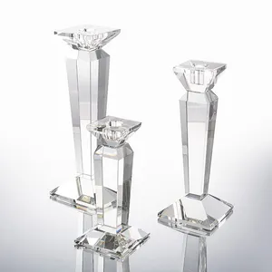 Modern tall crystal candlestick holder for home decor in 3 sizes one clear color wholesale