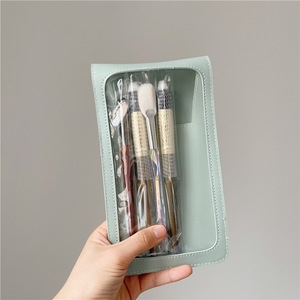 Transparent leather <b>makeup</b> brush storage bag, eyeshadow brush <b>case</b>, multi-piece <b>makeup</b> brush bag - Product Image 1