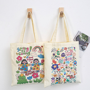 Sac à provisions en toile de grande capacité Sac à main Graffiti japonais de style universitaire Étudiantes en gros Cram Schools Confortable - Product Image 3