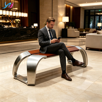 Banc de loisirs extérieur anti-corrosion en métal et bois, chaises longues pour parc, centre commercial, cour, aéroport, hôpital, école, mobilier commercial