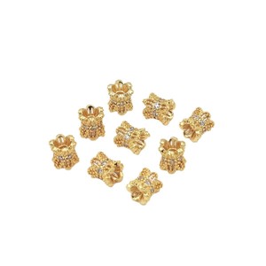 Double-<b>Sided</b> Flower Spacer Bead 18k Gold Silver Cubic Zirconia DIY Jewelry Findings For Bracelet Necklace Making Accessories - Product Image 5