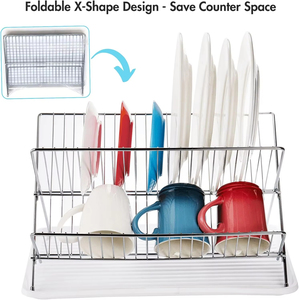 Escurridor de Platos Plegable en Forma de X de 2 Niveles, Escurridor de Platos para Encimera, Escurridor de Platos para Mesa de Cocina, Soporte para Secar Vajilla - Product Image 6