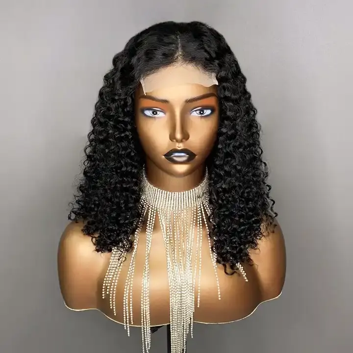 Wholesale indian 100% Virgin Raw Human Hair curly Short Lace Bob Wigs Vendor, Glueless Lace Closure Wigs For Black Women