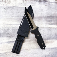 Couteau de chasse pointu de survie en plein air Portable couteau à lame fixe tactique à lame droite avec gaine en Nylon