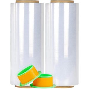Película Estirable Transparente de 12 Pulgadas x 1000 Pies, Calibre 80, Resistencia Industrial, con Asa de Plástico, Película Retráctil Duradera para Embalaje - Product Image 1