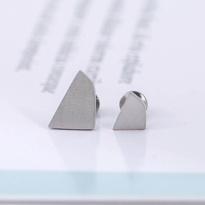 Minimalist <b>Titanium</b> Steel Geometric Irregular Triangle Stud Earrings For Men And Women - Product Image 4
