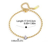 Bracelets en acier inoxydable bicolore tendance, plaqués or 18 carats PVD, avec chaîne à perles et zircon cubique en forme de cœur