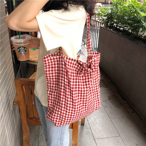 <span class=keywords><strong>Sac</strong></span> fourre-tout d'été à carreaux pour femme, <span class=keywords><strong>sac</strong></span> en tissu avec nœud, grande capacité, pour le quotidien et le shopping, vente en gros - Product Image 3