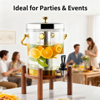 Nouvel équipement de restauration 8L support en bois distributeurs de boissons en plastique double robinet distributeur de boissons de qualité commerciale de qualité alimentaire pour soda