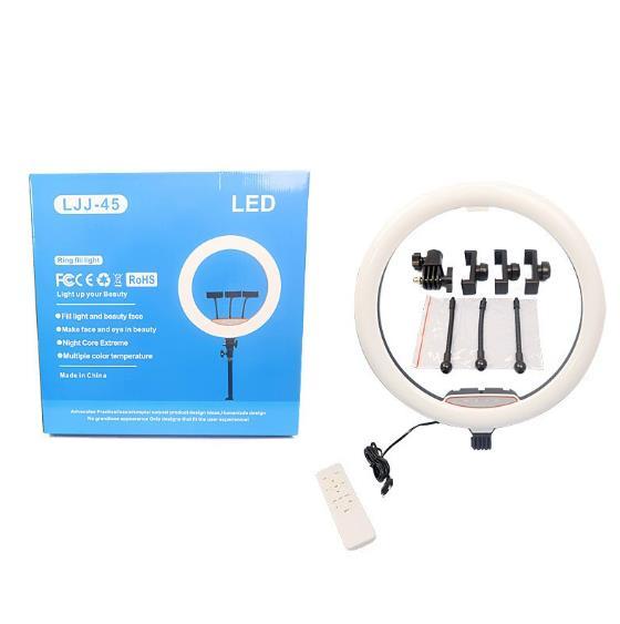 Adjustable Color Temperature Ring Light 18 Inch With 3 Stand for Makeup Live Streaming and Photography Flash Ring Light