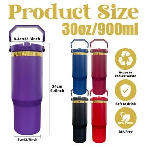 Botella de Agua sin BPA con Acabado Dorado Espejo, 30oz, con Pajita Abatible, para Grabado Láser, Regalos con la Mejor Relación Calidad-Precio - Product Image 2