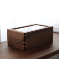 Boîte à montres en bois de noyer noir avec couvercle en verre, organisateur de bijoux à 3 positions, cadeau de luxe vintage, vente en gros, personnalisable