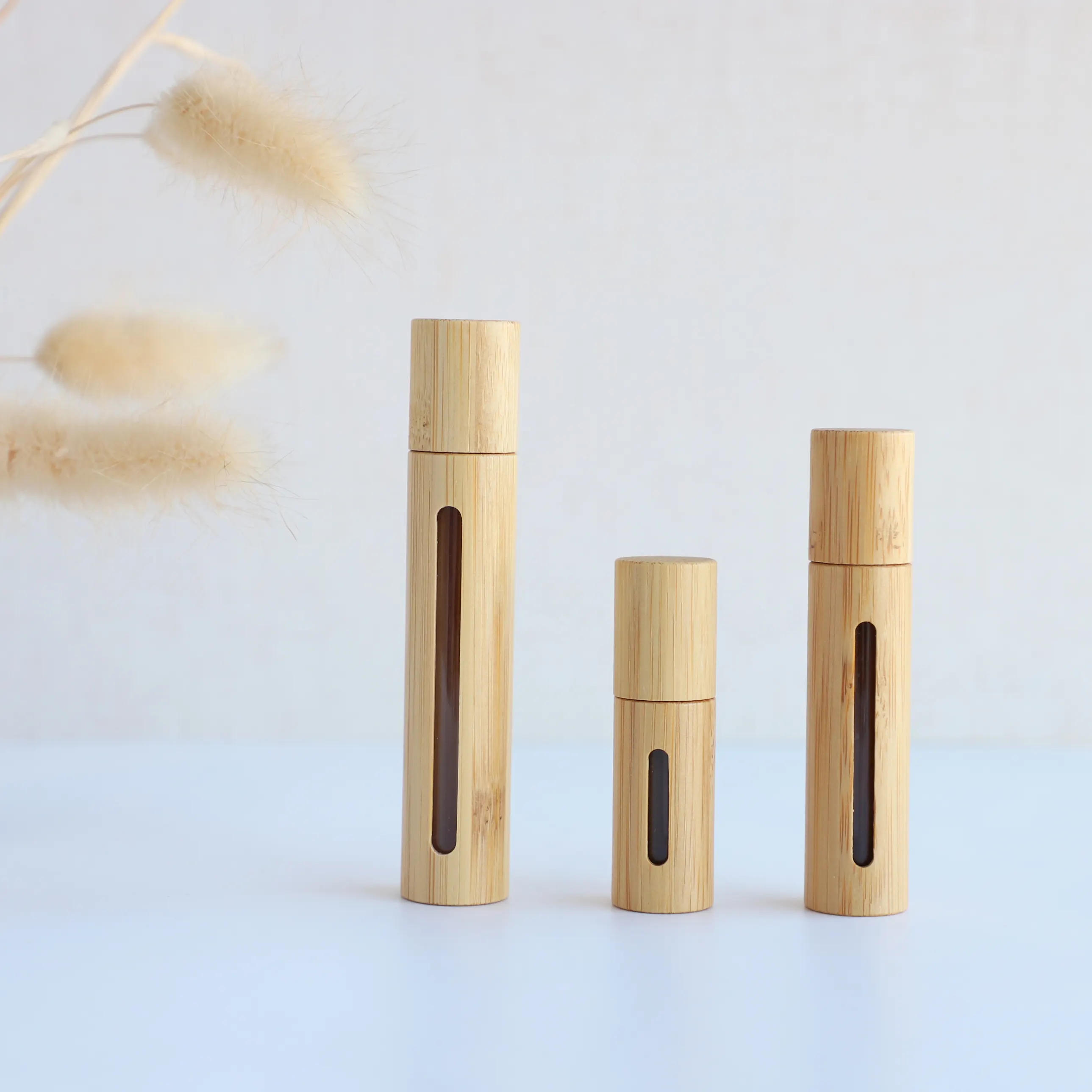 Bamboo Roll On Bottle Empty Glass Perfume Essential Oil Bottle