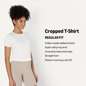 T-shirt court à manches courtes en coton doux pour femme, col rond, léger, idéal pour le yoga et l'entraînement - Product Image 2