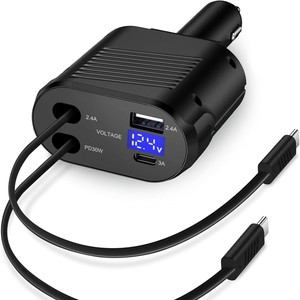 Chargeur de voiture 30W PD à charge rapide, port USB C type C avec affichage de la tension pour utilisation en voiture - Product Image 1