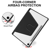 Étui de protection antichoc en cuir avec coque arrière transparente rotative en acrylique pour tablette Samsung Galaxy A11 Plus S10 FE