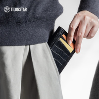 Dompet Kulit Kompak TILONSTAR OEM dengan Logo Kustom, Dompet Kecil untuk Perjalanan Bisnis dan Merek Hadiah