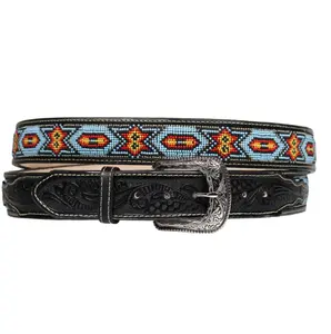 Hand Tooled Western Style Cowgirl Cowboy Beads Belts