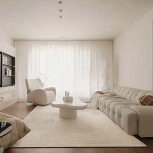 Karpet trendi bisa dicuci dengan mesin, karpet krim ruang tamu, karpet area dekorasi rumah besar Ukuran 8x10