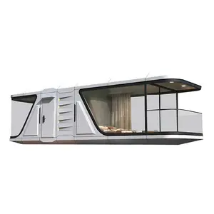 smart windproof hotel building Luxury beach villa manufacture mobile prefab space capsule house for sale