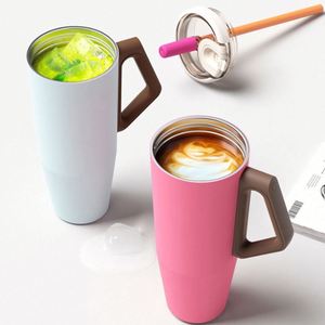 แก้วกาแฟแบบพกพา 40 ออนซ์ ป้องกันการรั่วซึม สำหรับเดินทางกลางแจ้ง ผนังสองชั้นสุญญากาศ สแตนเลสสตีล พร้อมหูจับและหลอดดูด สกรีนโลโก้ได้ - Product Image 2