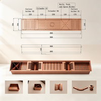 Caniveau de drainage en acier inoxydable rose doré de 900 mm, support de drainage multifonctionnel SUS304, disponible en différentes options de couleur.