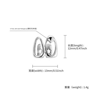 กริลล์ซสำหรับฟัน รูปหัวใจแบบกลวง ชุดสองชิ้น สีทองและสีเงิน สำหรับทุกเพศ ใส่ได้ทุกวัน สไตล์ฮิปฮอป รูปทรงเรขาคณิต - Product Image 4