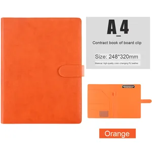 Custom A4 File <strong>Folder</strong> Clipboard Business Multi-Function Manager <strong>Portfolio</strong> Sheet Leather Work Contract Signing Book Custom Logo - Product Image 6