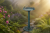 Horloge solaire à cadran solaire en résine verdigris, style antique, pour bain d'oiseaux, écologique, résistante à la rouille et aux intempéries, pour extérieur, sur piédestal, pour jardin