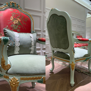 Sillón Cabriole de Salón, Estilo Provincial Francés Luis XVI, Bordado, Ornamentado y Esculpido, para Ocasiones Especiales, Silla de Ocio - Product Image 3