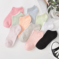 HF Chaussettes de cheville pour femmes 100% coton solide couleur pure anti-dérapant motif léopard Style bonbon