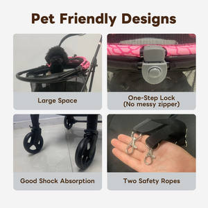 Jxb शीर्ष फैशन 2 छोटे/मध्यम कुत्तों और बिल्लियों के लिए चंदवा के साथ 1 तीन पहियों फोल्डेबल रोलर - Product Image 6