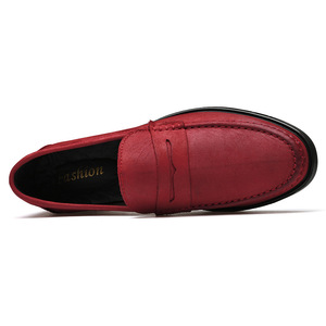 Nuove Scarpe Casual in Pelle Rosso Brillante da Uomo per l'Autunno, Traspiranti, Slip-On, Punta Rotonda, Calde e alla Moda - Product Image 4