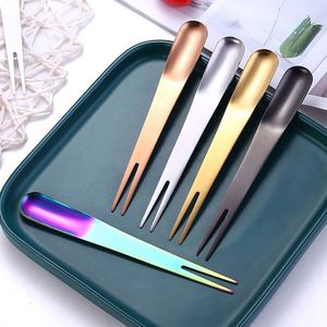Fourchettes à cocktail, salade et fruits portables avec logo personnalisé, 2 dents, pour dégustation et apéritifs, en acier inoxydable, pour fêtes et voyages - Product Image 5