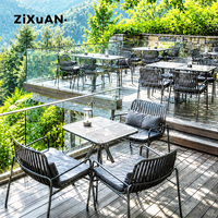 Meubles de salon de jardin, table et chaises de bistrot, tabourets de bar en rotin pour balcon de restaurant, chaise de café pour terrasse, canapé d'hôtel nordique
