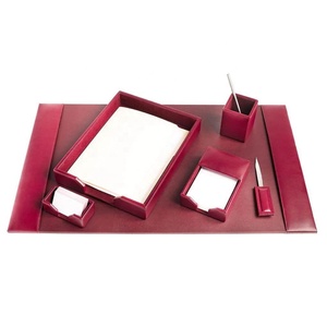 Qatar governo esecutivo in pelle marrone 6 pezzi scrivania da <span class=keywords><strong>ufficio</strong></span> Set di lusso bordeaux Organizer da <span class=keywords><strong>ufficio</strong></span> accessorio - Product Image 1