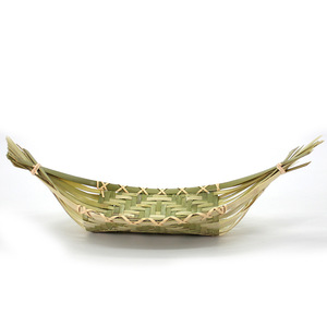 Barco de bambu-em forma de concha/recipiente de comida listrado de bambu