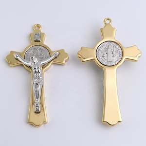<span class=keywords><strong>Croix</strong></span> de Crucifix de 3 pouces plaquée <span class=keywords><strong>or</strong></span> véritable 24K - Product Image 1