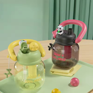 Nouvelle gourde portable en plastique de 800 ml avec paille, double compartiment, mignonne, pour étudiants, idéale pour l'été - Product Image 1