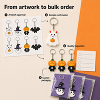 Porte-clés personnalisé en PVC pour Halloween, imprimé UV, motif, forme et couleur personnalisés, emballage OEM ODM pour l'approvisionnement en gros B2B