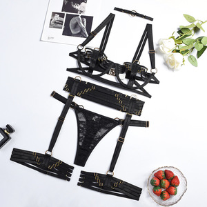 2023 Fetish Lingerie <strong>Nake</strong> Open Bra Fancy Underwear Women Uncensored Luxury Sexy Costume <strong>Fantasy</strong> Bilizna Set With Garter Belt - Product Image 6